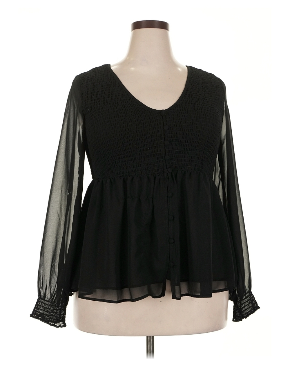 Torrid Long Sleeve Black Blouse - Picture 1 of 7